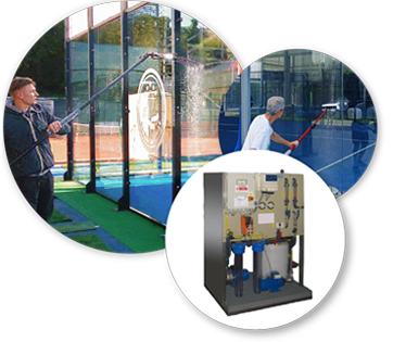 Sistemi di pulizia per vetri dei campi padel